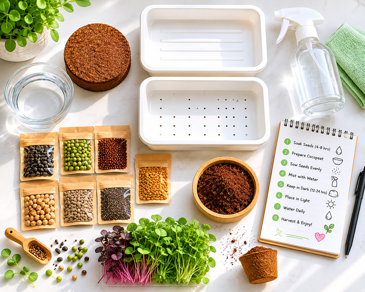 Start Here: Your Complete Microgreens Journey (10 Steps to Your First Harvest)