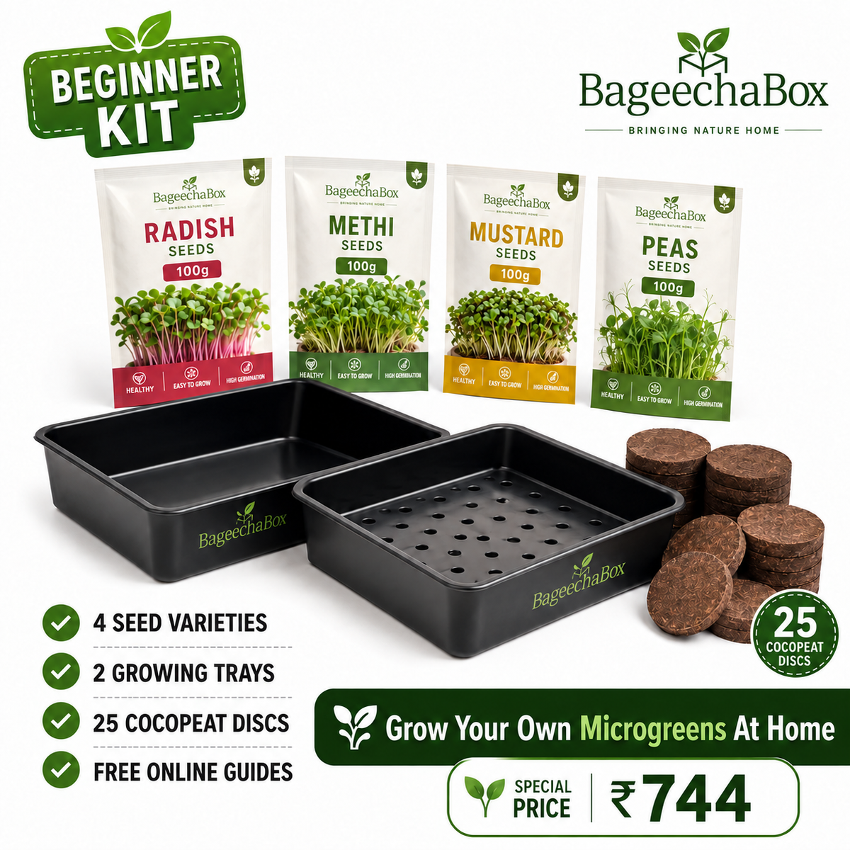 Microgreen seeds and trays – cost per tray in India