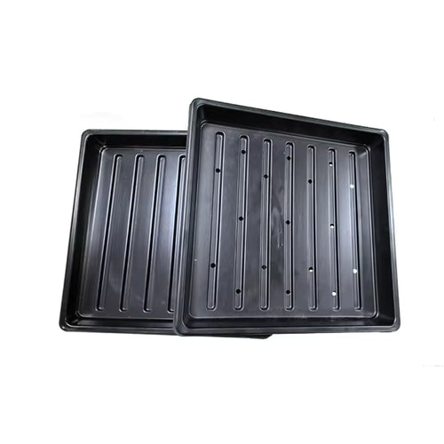 10x10 microgreens seed tray set – drainage tray + solid tray
Extra‑strength 10×10 tray with UV protection – reinforced sides & lip
Non‑toxic PS seed tray – durable microgreens propagation
10x10 tray dimensions 269x269x36mm – set of 2