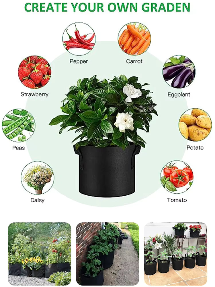 10-gallon grow bag in outdoor garden – ideal for tomatoes, chilies, and leafy vegetables