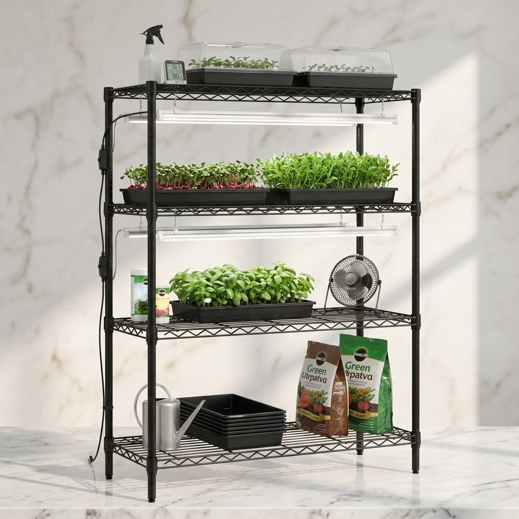 BageechaBox Microgreen Growing Rack – Custom Wire Shelving for Indoor Farms