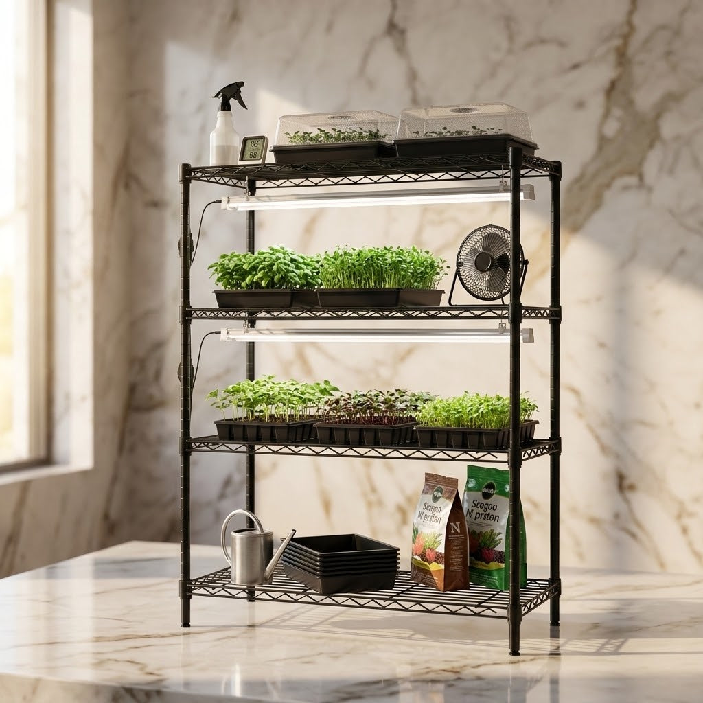 BageechaBox Microgreen Growing Rack – Custom Wire Shelving for Indoor Farms
