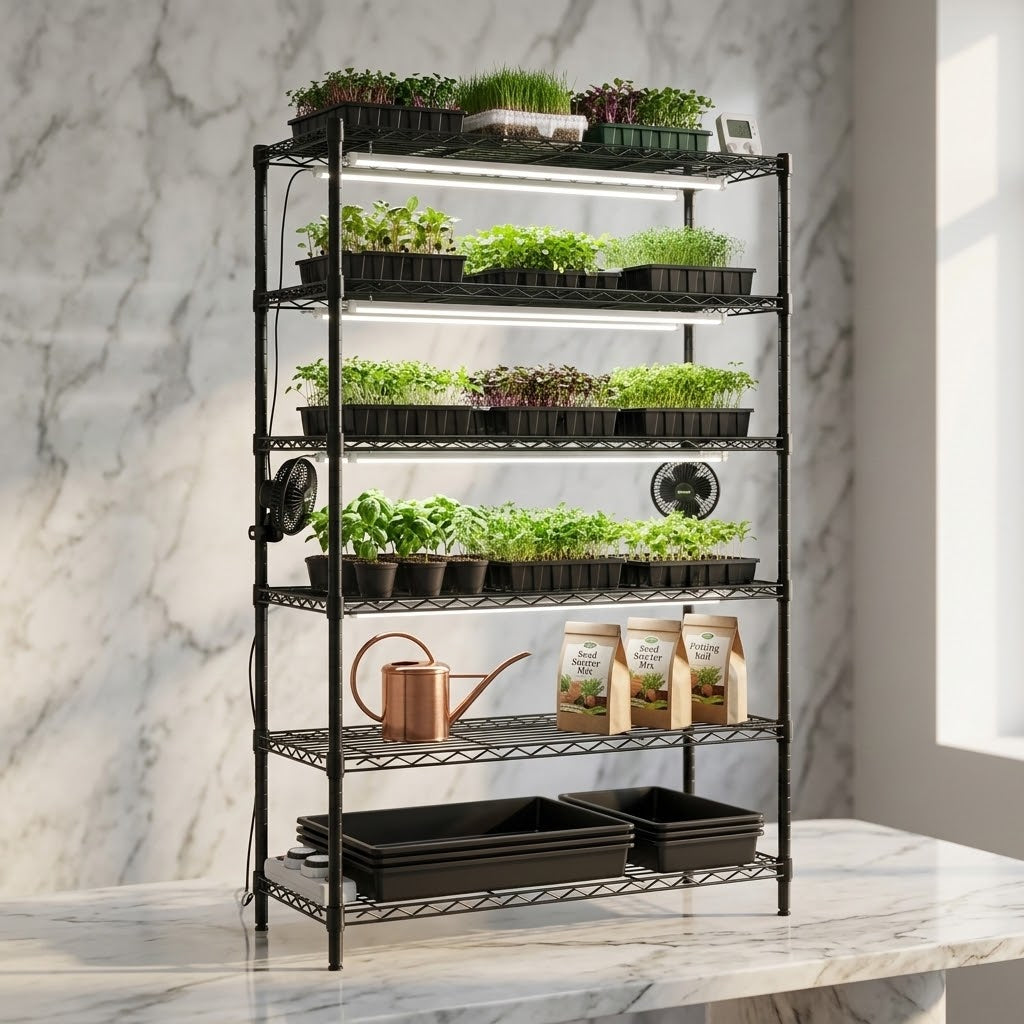 BageechaBox Microgreen Growing Rack – Custom Wire Shelving for Indoor Farms