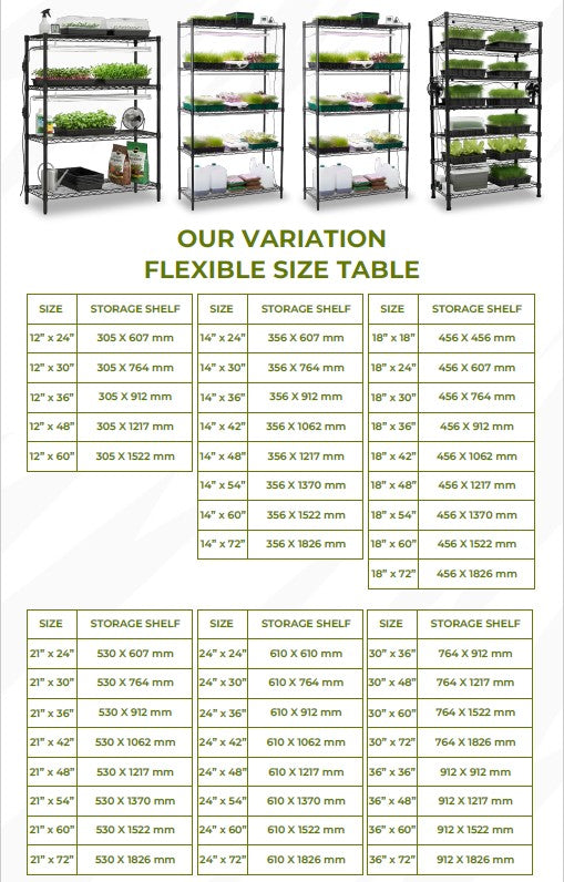 BageechaBox growing rack with microgreen trays and LED lights – complete indoor farm system