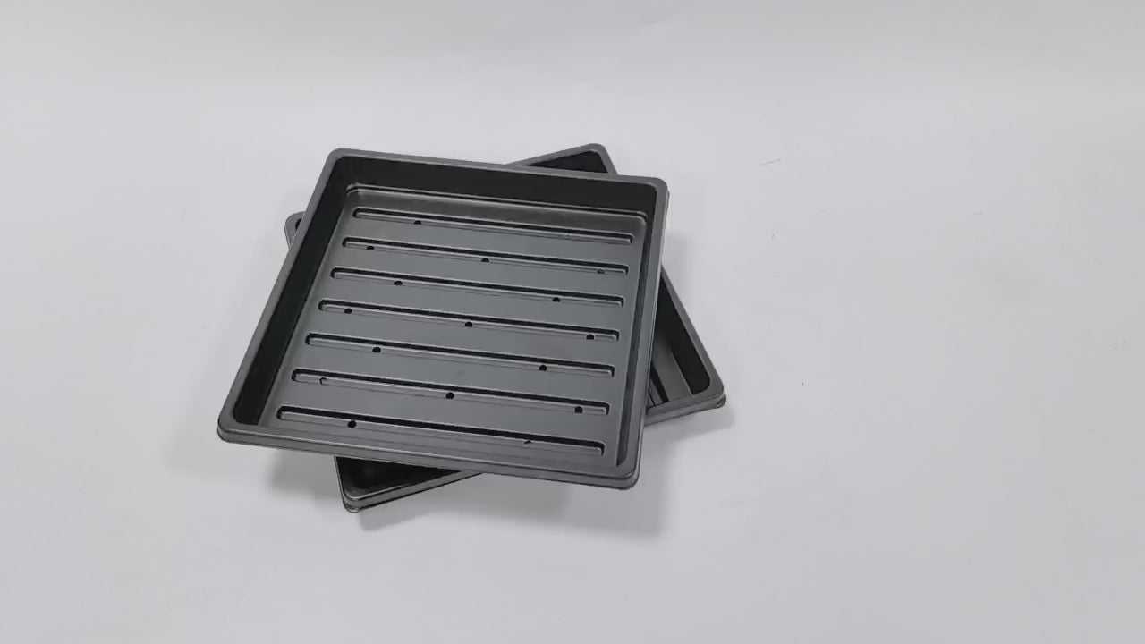 Title: 10×10 Microgreens Seed Tray – Extra‑Strength & UV‑Protected
Description: Quick overview of reinforced build, UV protection, and the with‑holes/without‑holes combo for bottom watering and clean harvesting.