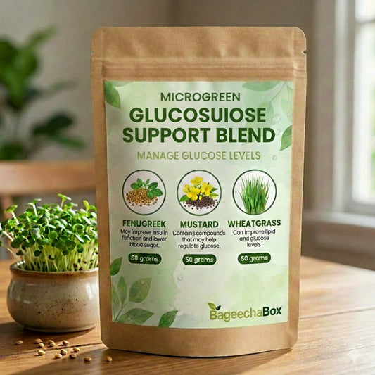 Glucose Microgreen Seeds Combo – Fenugreek, Mustard, Wheatgrass
Fenugreek microgreens for blood sugar support
Mustard microgreens for metabolism
Wheatgrass microgreens detox and glucose control